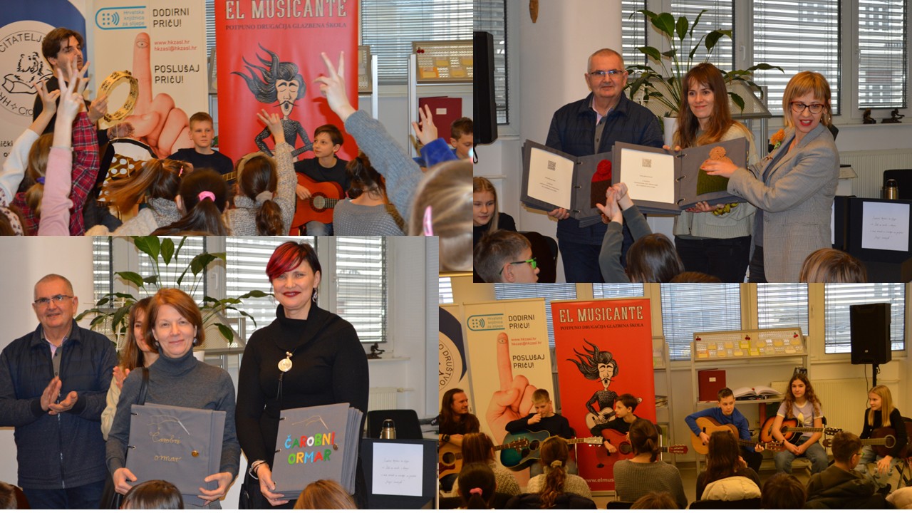 Nastup El Musicante, publika i predstavljanje taktilne slikovnice "Čarobni ormar"